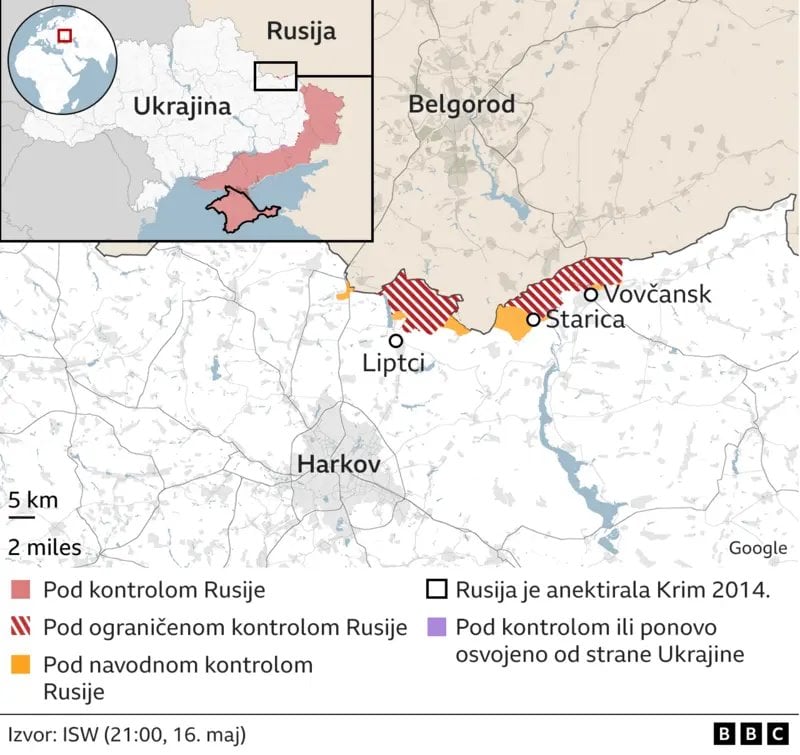 Mapa ruske ofanzive u okolini Harkova