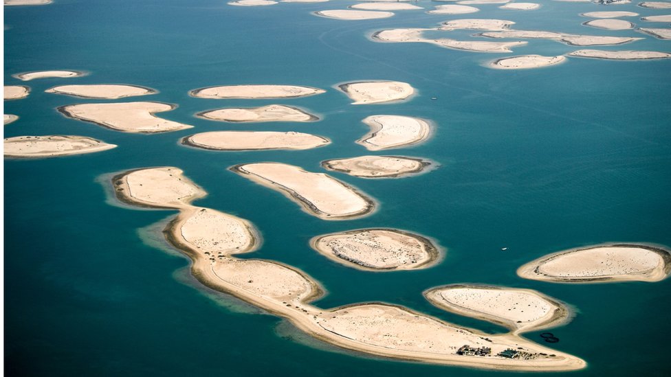 Bare sand on islands in The World Dubai