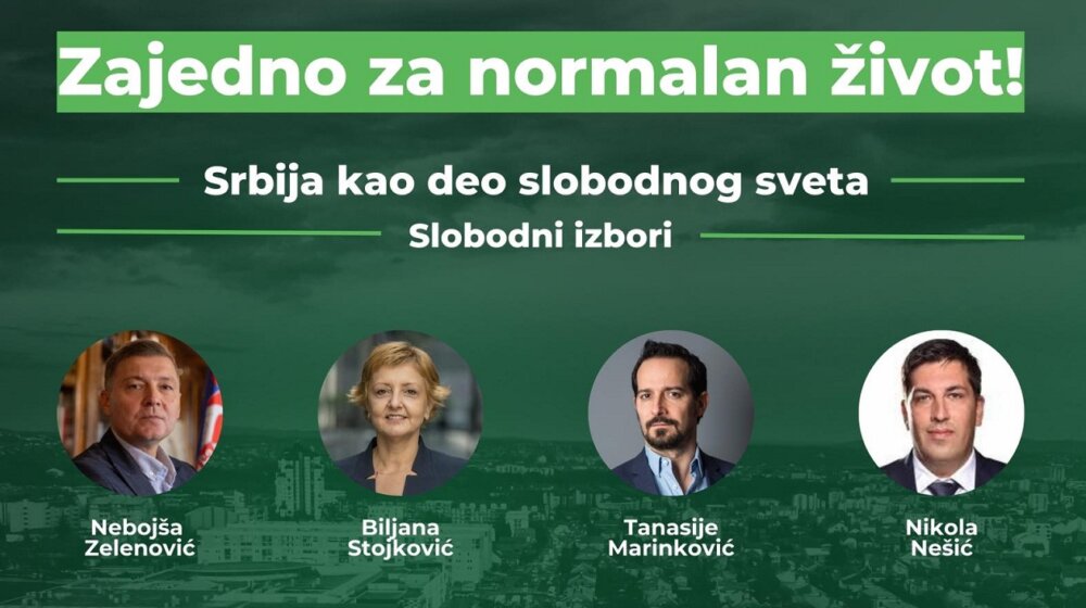 Kako na slobodnim izborima do slobodne Srbije?: Zelenović, Stojković, Marinković i Nešić na tribini Zajedno u Kragujevcu 1