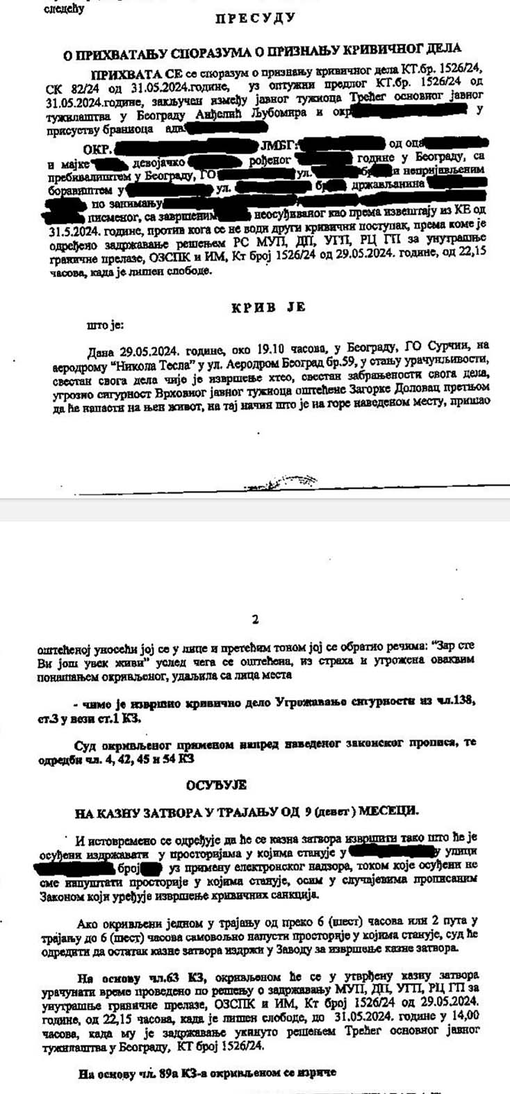 Danas saznaje: Ovo su reči upućene Zagorki Dolovac zbog kojih je muškarac osuđen na devet meseci zatvora 2