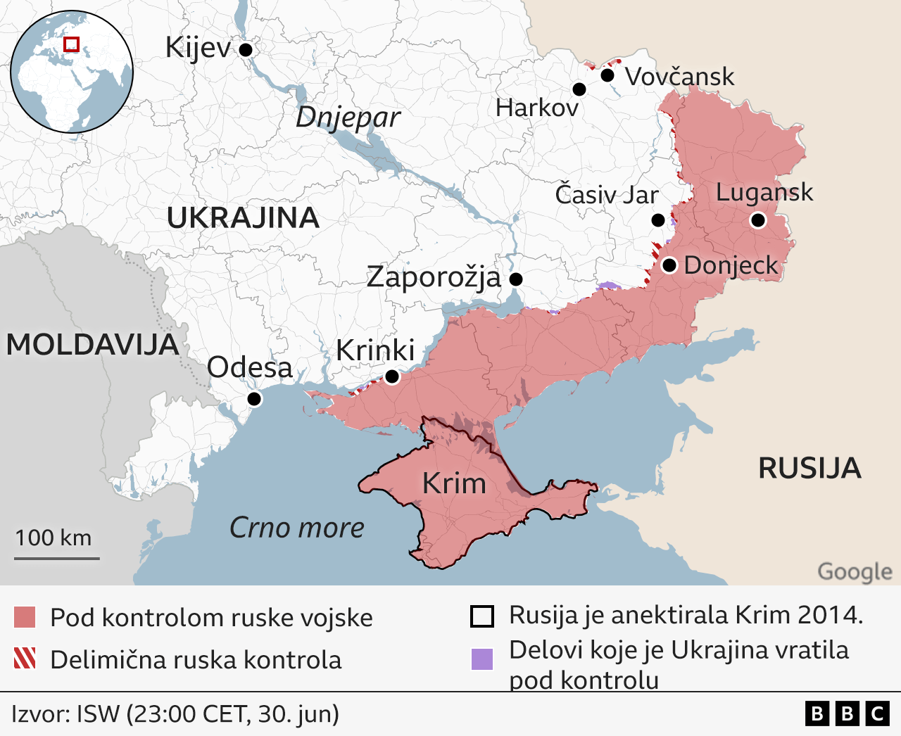 Mapa stanja na ukrajinskom ratištu