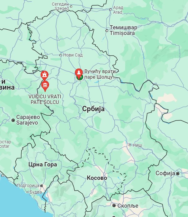 Šta piše na Gugl mapama kod Gornjih Nedeljica, Vladimiraca i Beograda? 2