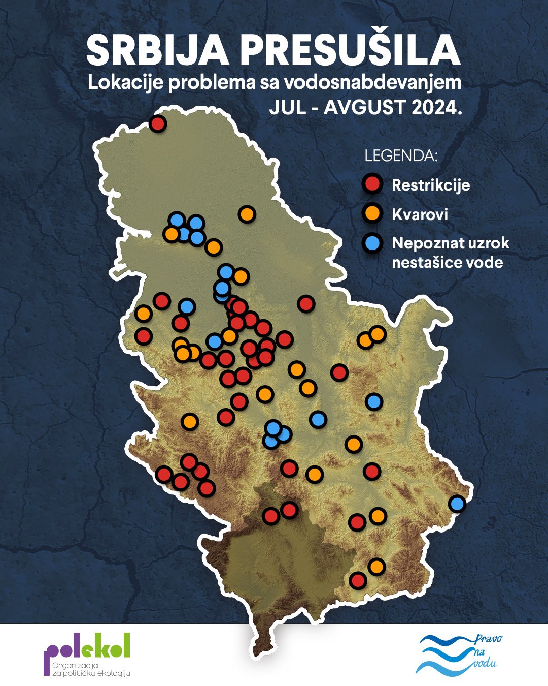 (MAPE) Gde su u Srbiji tokom jula i avgusta zabeležene nestašice vode? 2