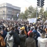 06, December, 2024, Belgrade - At 11.52, a blockade was held by students of the Faculty of Mechanical Engineering at Vuk Monument.. Photo: F. S./ATAImages 06, decembar, 2024, Beograd - U 11.52 odrzana je blokada od strane studenata Masinskog fakulteta kod Vukovog spomenika. Photo: F. S./ATAImages