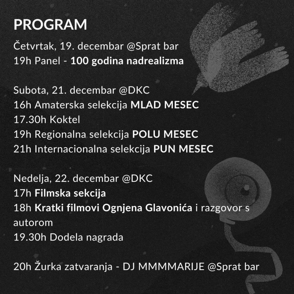 Filmski festival „Najkraći dani“ u Dvorani Kulturnog centra Beograda 21. i 22. decembra 1