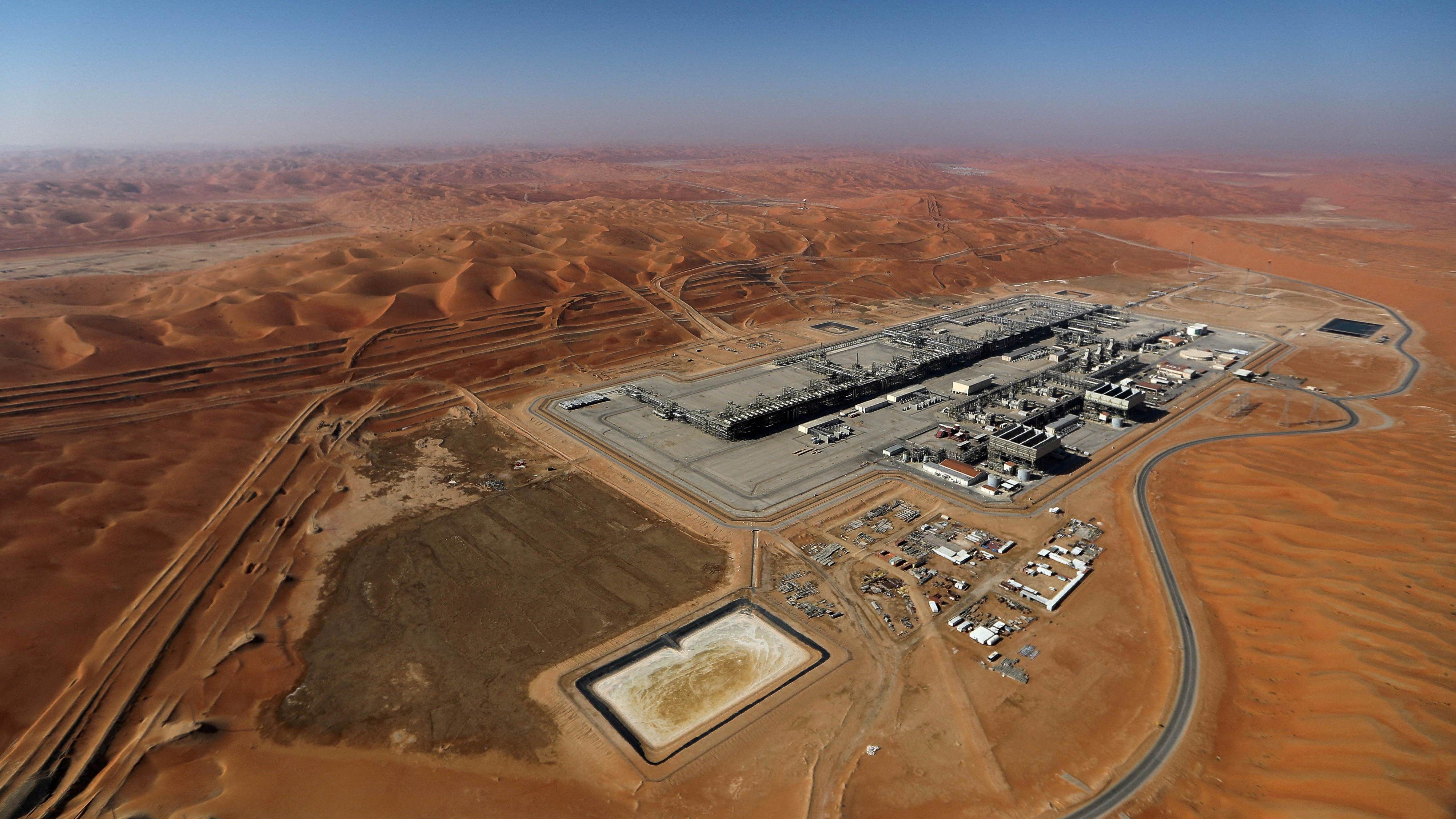 An oilfield belonging to Aramco in Saudi Arabia