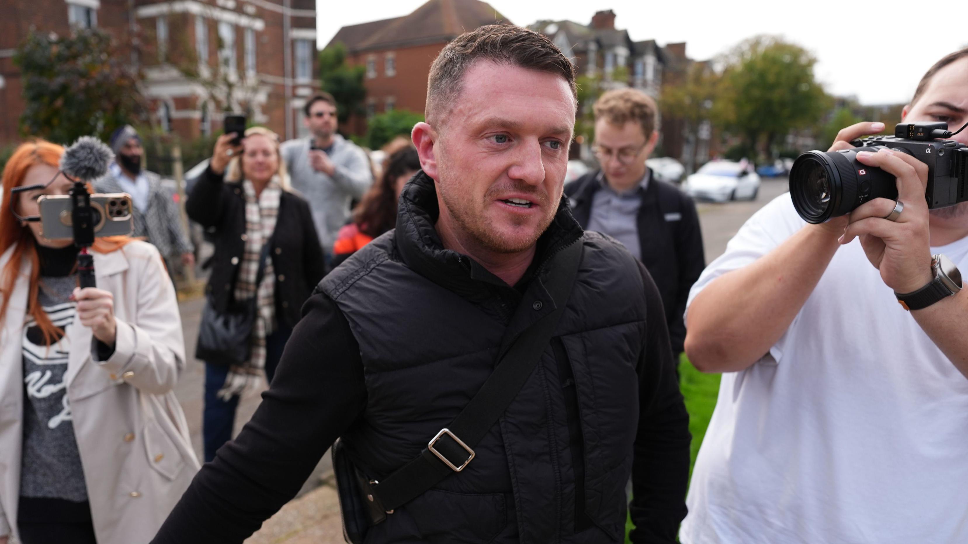 Tommy Robinson at Folkestone Police Station in October 2024