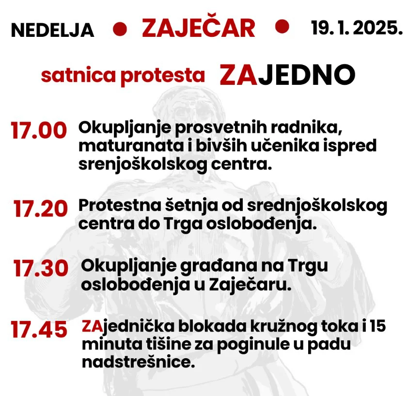 Neformalna grupa "Zaječarci u blokadi" poziva na protest u nedelju 2